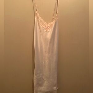 Dainty blue and pink lace detailing satin mini dress nightgown